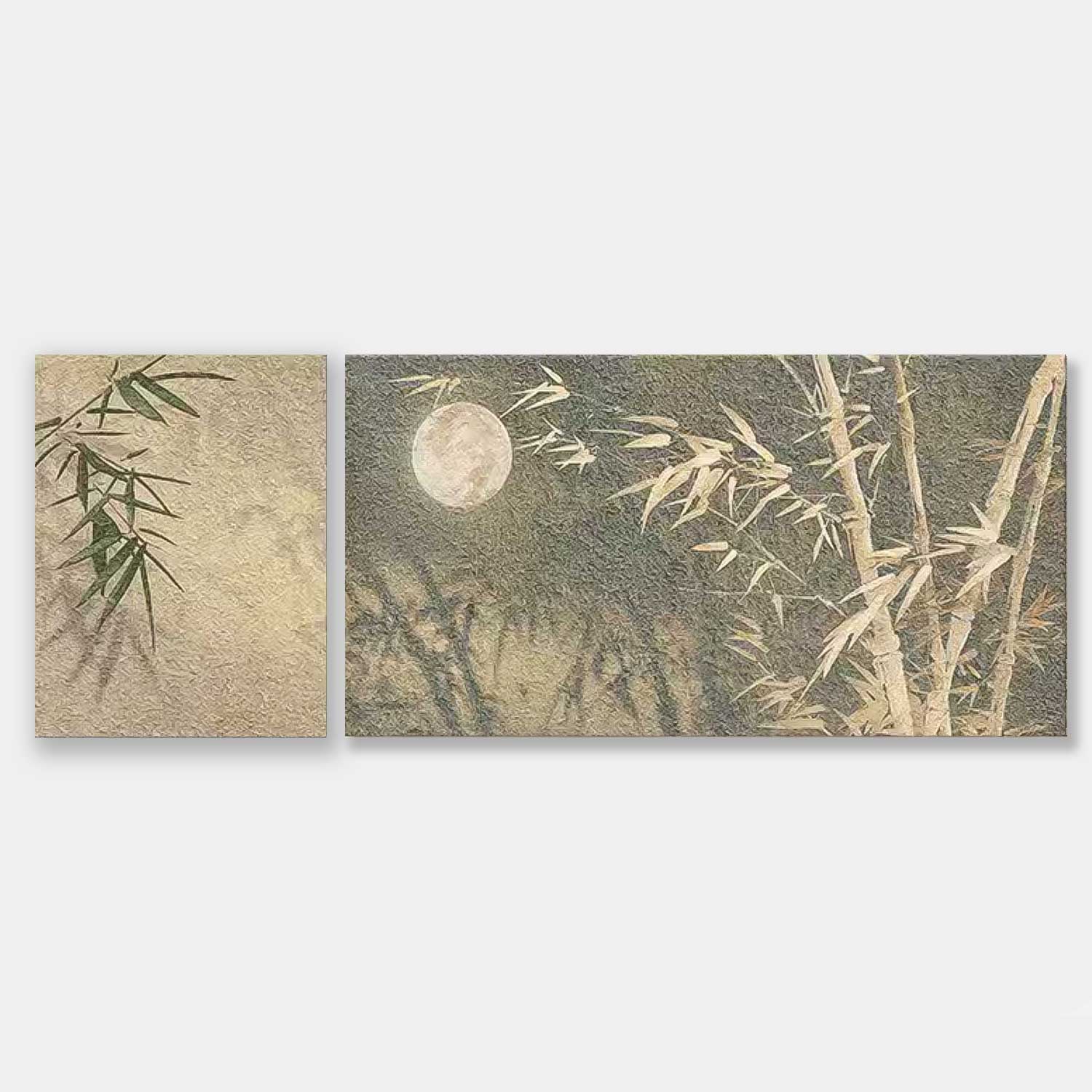 Wall Art Bamboo Moon Wabi-Sabi Beige Green