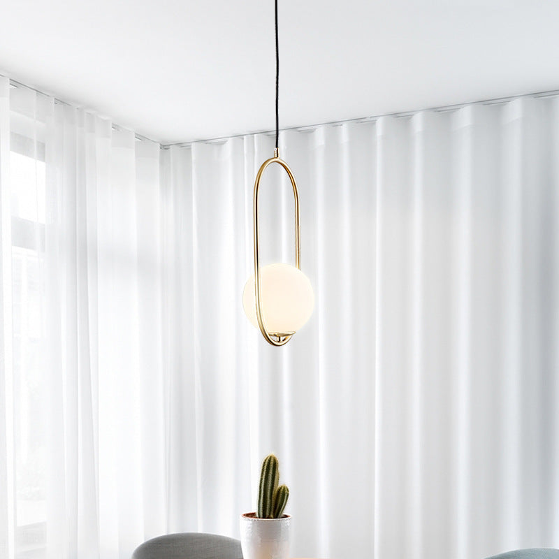 Valentina Minimalist Oval Golden & Black Frame Globe Pendant Light - Neutralighting