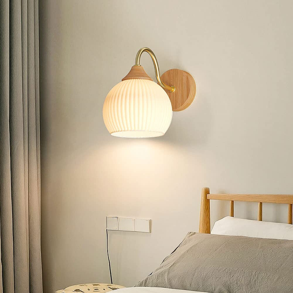 Muto Nordic Minimalist Indoor Wall Lamp Glass Wood Bedroom Balcony - Neutralighting