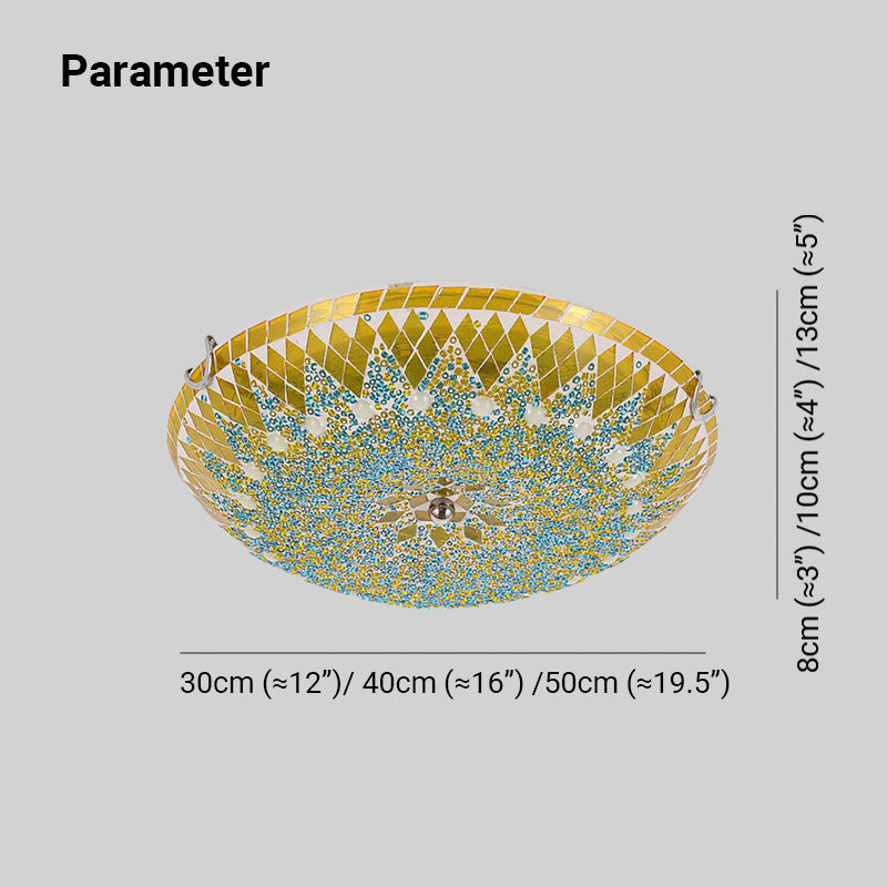 Tiffany Modern Mediterranean Glass Flush Mount Ceiling Light Blue/Yellow/White - Neutralighting