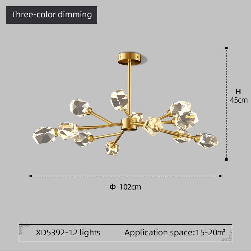 Kristy Luxurious Crystal Chandelier Living Room Golden - Neutralighting