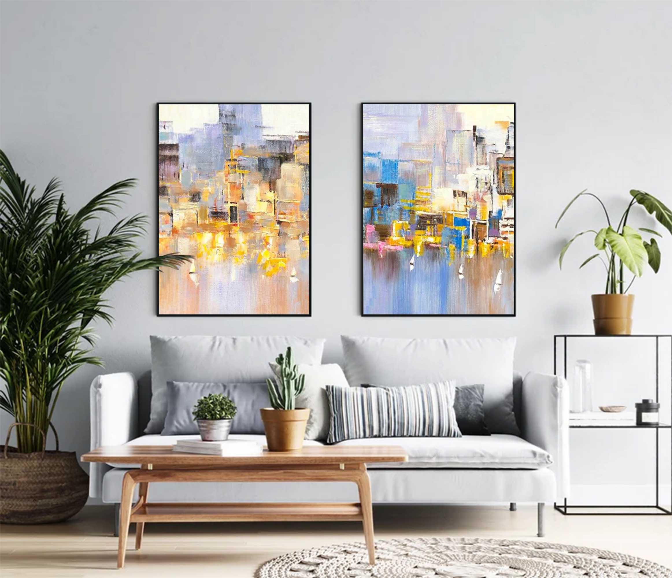 Harbor Abstract Impasto Canvas Wall