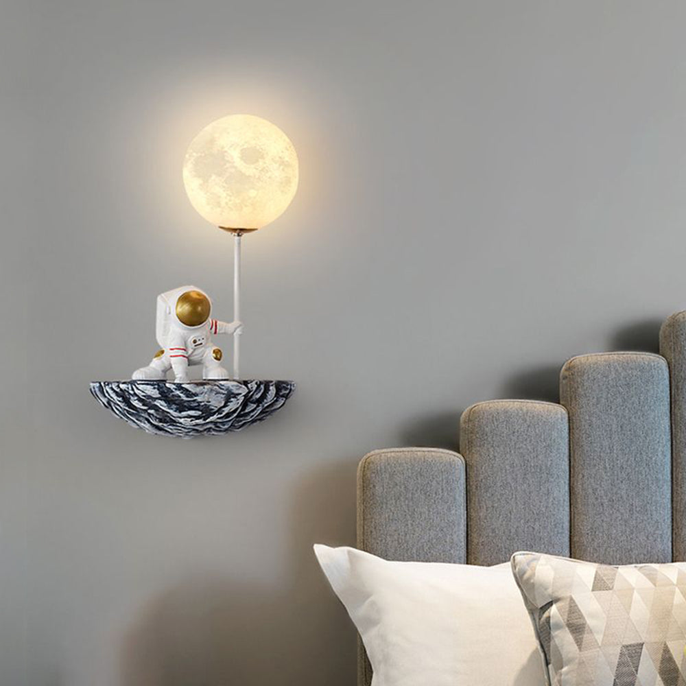 Aria Decorative Astronaut Glass/Acrylic Wall Lamp, White/Blue-White - Neutralighting