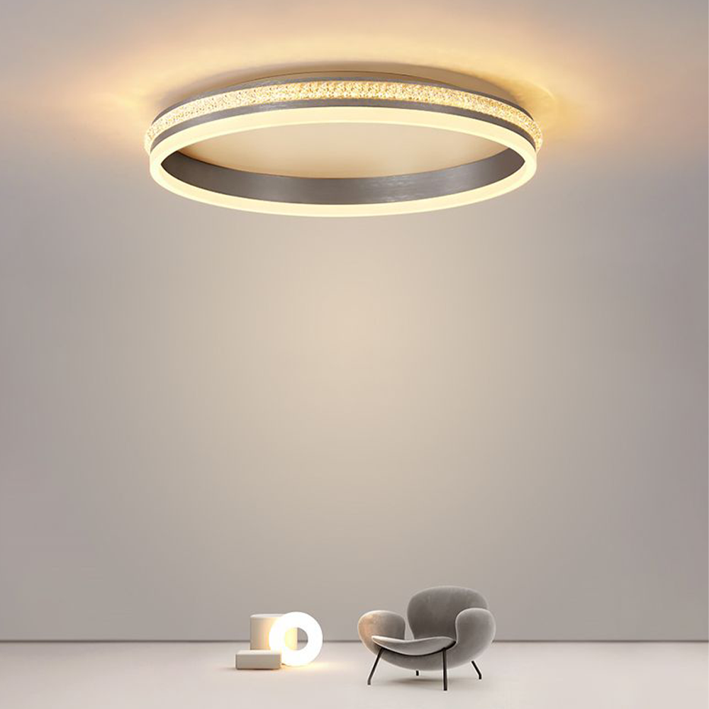 Arisha Modern Ring Metal/Acrylic Flush Mount Ceiling Lights, Silver - Neutralighting