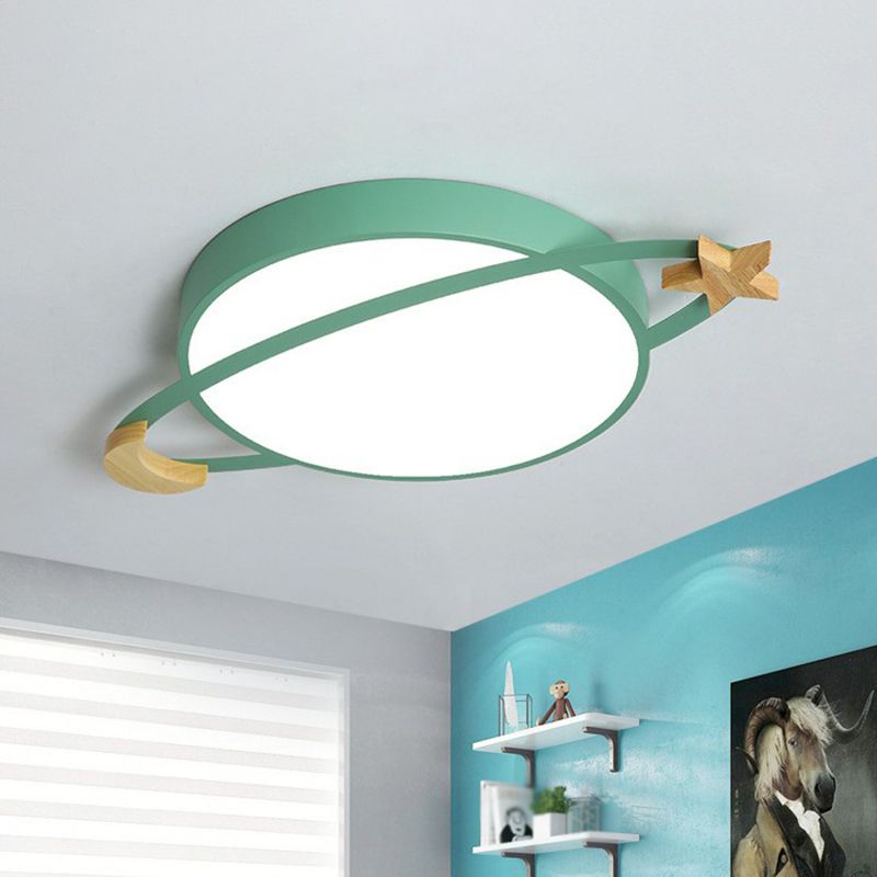 Arisha Modern Acrylic Round Flush Mount Ceiling Light, Grey/White/Green - Neutralighting