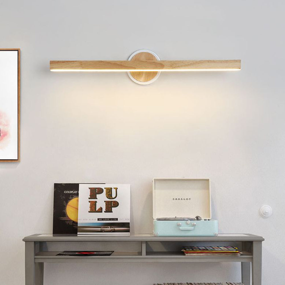 Muto Modern Linear Wooden Mirror Front Vanity Wall Lamp - Neutralighting
