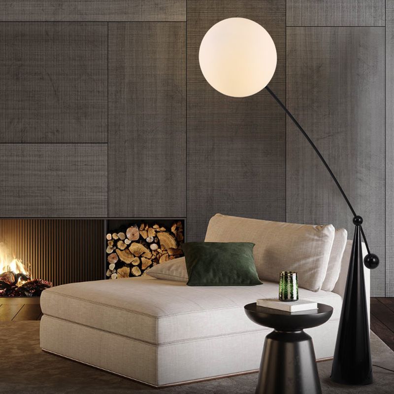 Valentina Floor Lamp Arc/Bubble Modern/Unique, Frosted Glass, White, Bedroom - Neutralighting