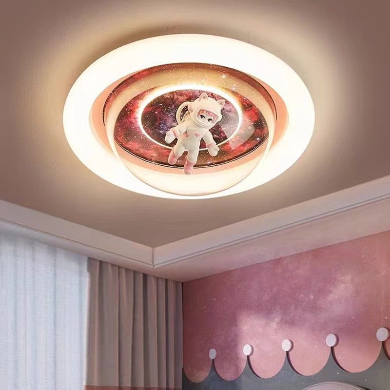 Aria Cosmic Astronaut & Galaxy Motif Flush Mount Ceiling Light - Neutralighting