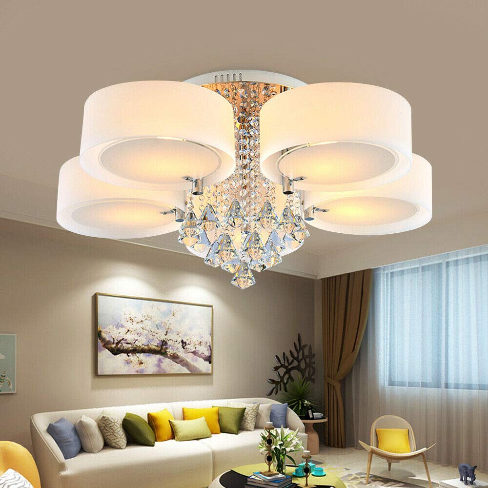 Arisha Flush Mount Ceiling Light Glass White Modern Round Hallway - Neutralighting