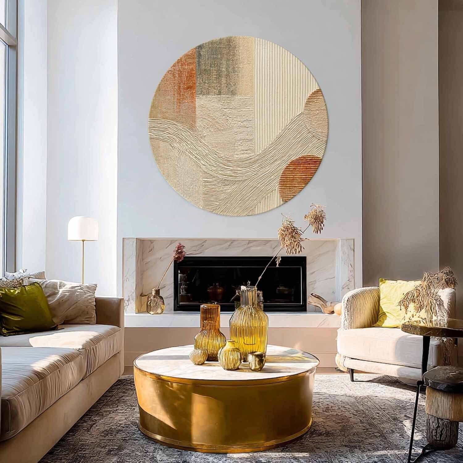 Wall Art Round Terracotta Abstract Plaster