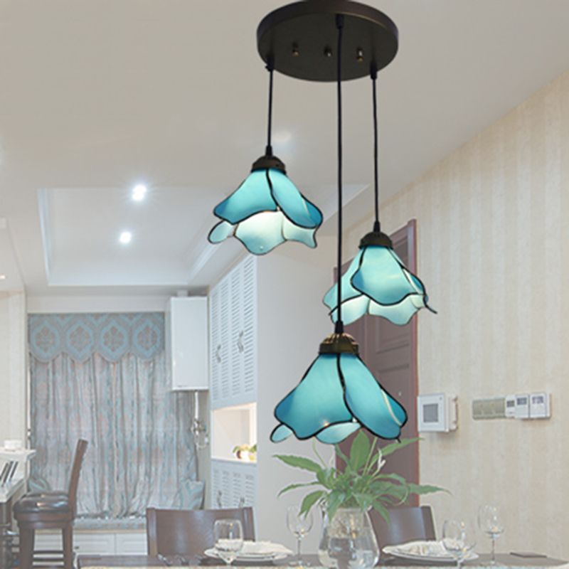Arisha Flower Resin Pendant Light, Blue/Pink, 1/3 Heads - Neutralighting
