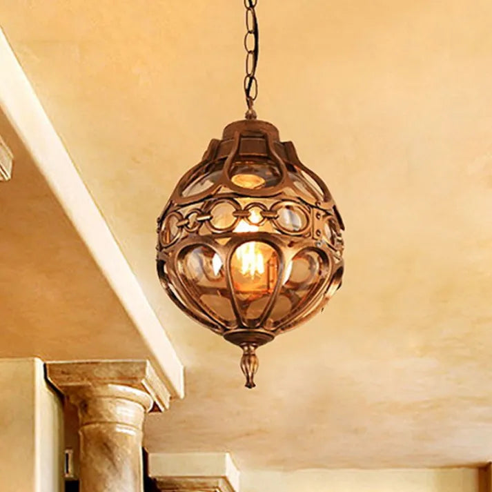 Silva Loft Sphere Vintage Farmhouse Rustic Pendant Light Black/Bronze Dining Room - Neutralighting