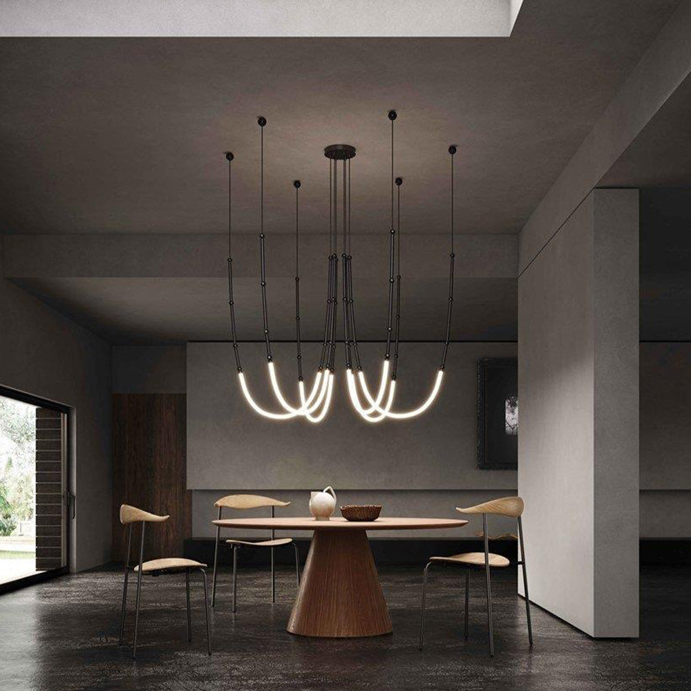 Arisha Modern Linear Metal/Silicone Pendant Light, Black - Neutralighting
