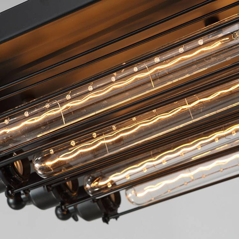 Austin Vintage Tubed Metal Flush Mount Ceiling Light, Black, Living Room - Neutralighting