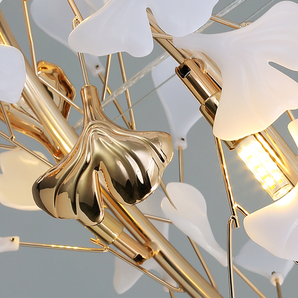 Olivia Ginkgo Leaf Modern Petal Shaped Metal Chandelier, Gold - Neutralighting