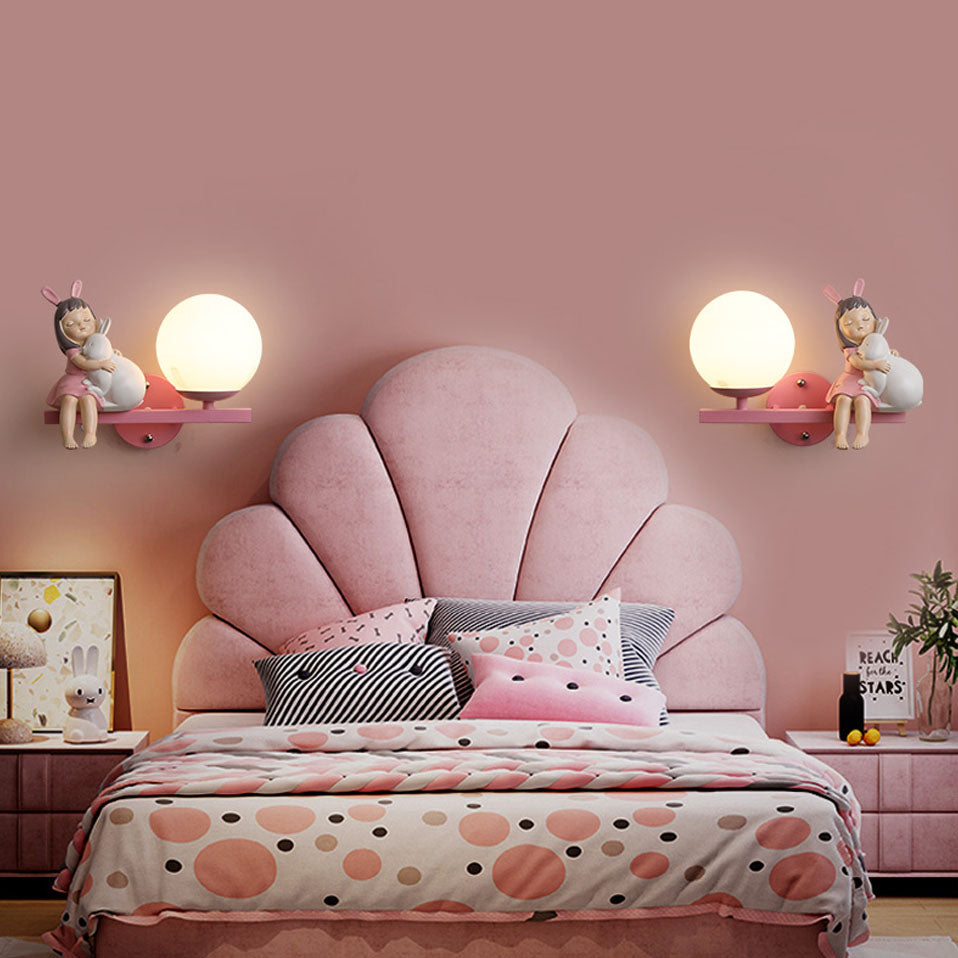 Aria Modern Metal/Glass Wall lamp, White & Pink - Neutralighting
