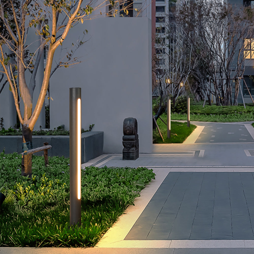 Ray Metal Cylindrical Linear Strip Outdoor Path Light, Black - Neutralighting