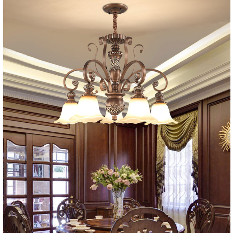 Arisha Retro Flower Pendant Light Metal Glass Living Room Bedroom