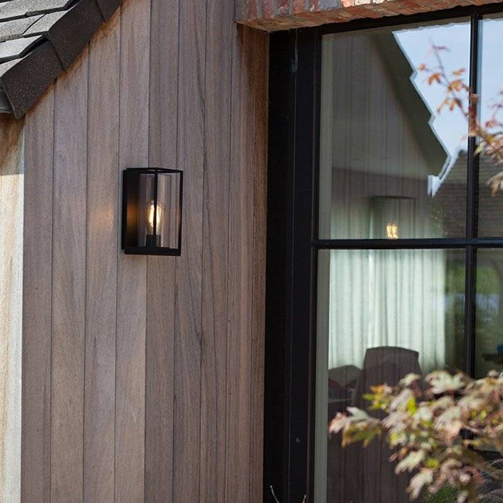 Ray Modern Rectangular Metal Outdoor Wall Lamp, Black - Neutralighting