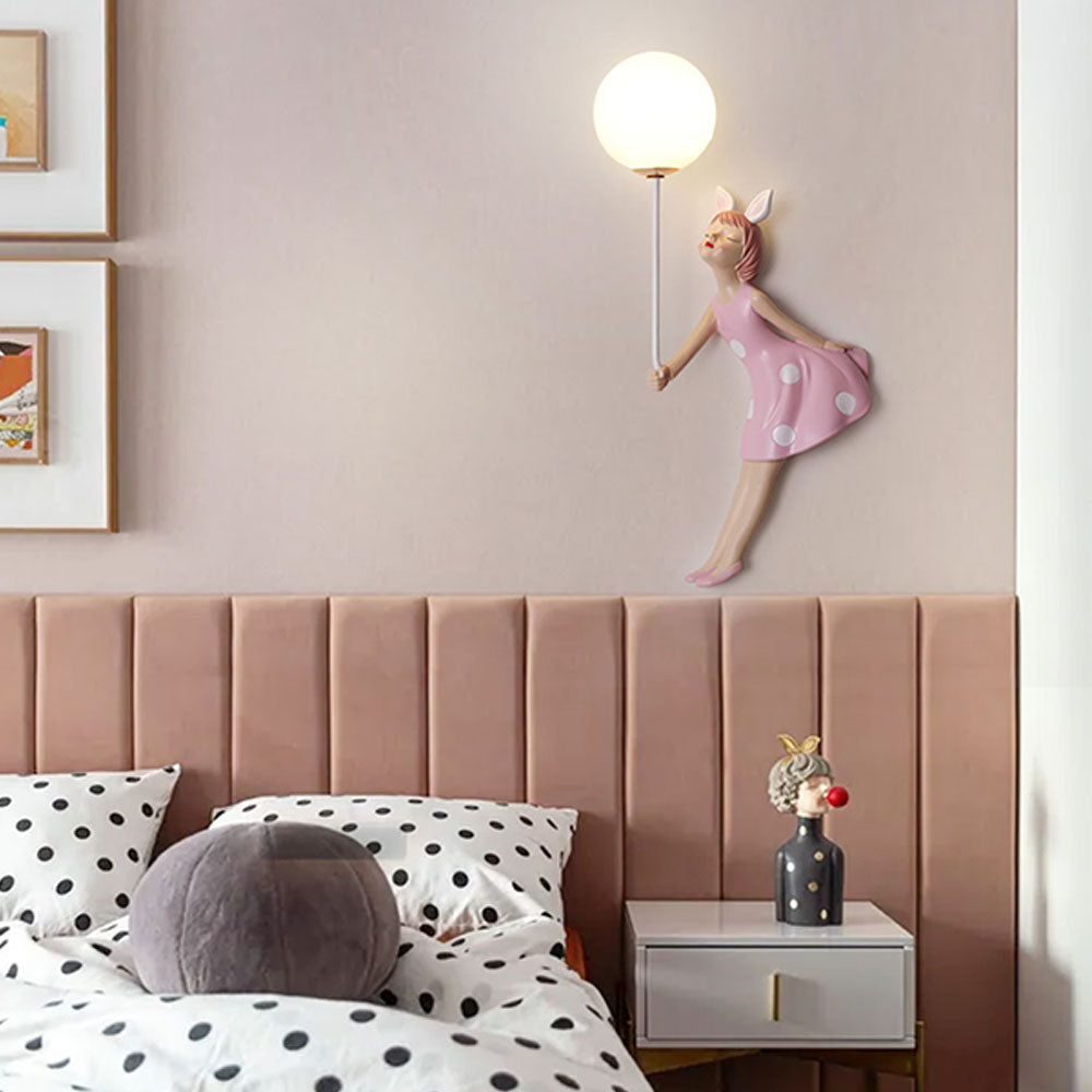 Arisha Modern Balloon/Girl Shape Acrylic Pink Wall Lamp - Neutralighting