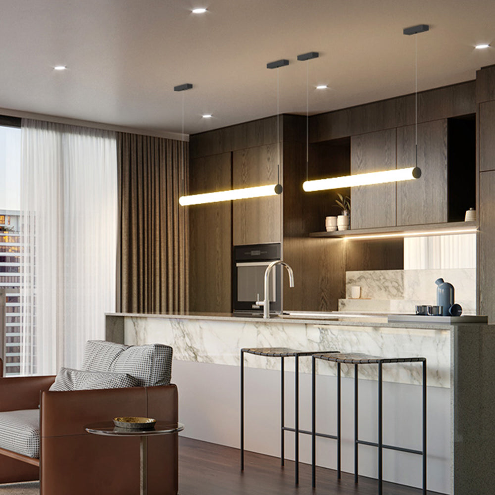 Ray Modern Cylinder White Pendant Light, Metal/Acrylic - Neutralighting