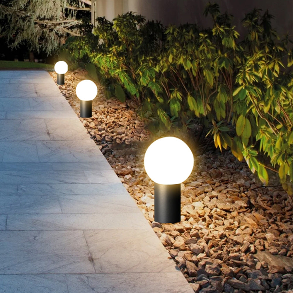 Ray Modern Metal Circular Lamp holder Outdoor Path Light, Black - Neutralighting