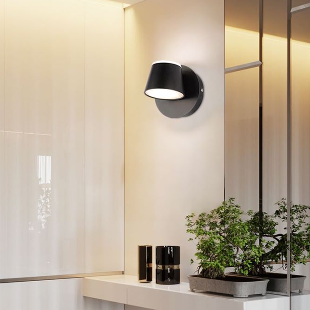 Arisha Modern Cylindrical Metal Mirror Front Wall Lamp, Black - Neutralighting
