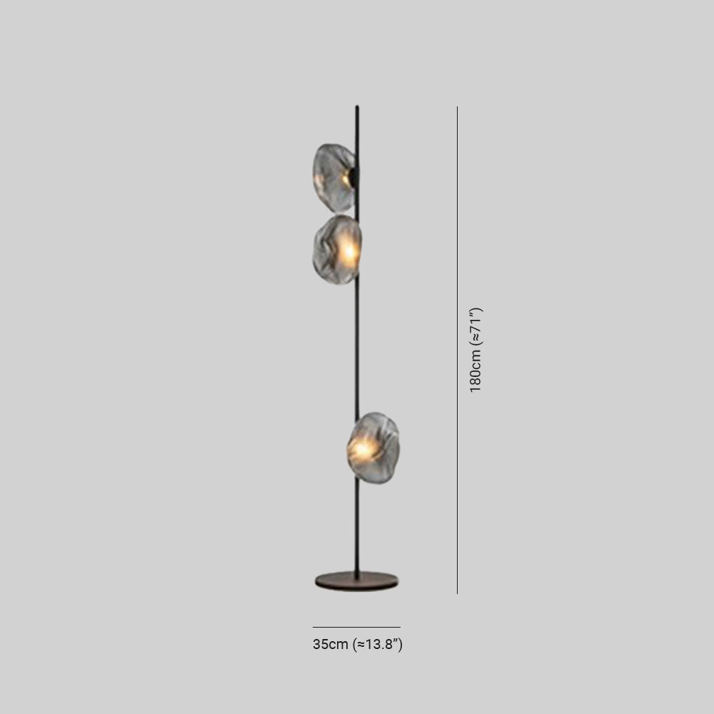 Byers Luxury Flower Metal/Glass Floor Lamp, Black/Gold/Grey - Neutralighting