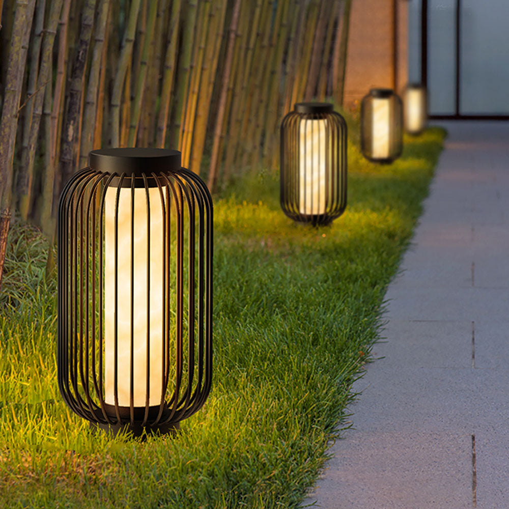 Ray Lantern Solar/Rechargeable Outdoor Floor Lamp, Brown - Neutralighting