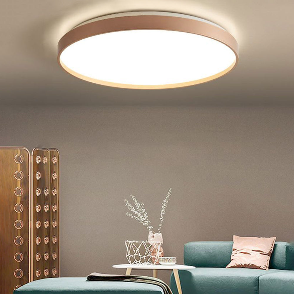 Arisha Minimalist Round Metal/Acrylic Flush Mount Ceiling Light, White/Coffee/Grey/Gold - Neutralighting
