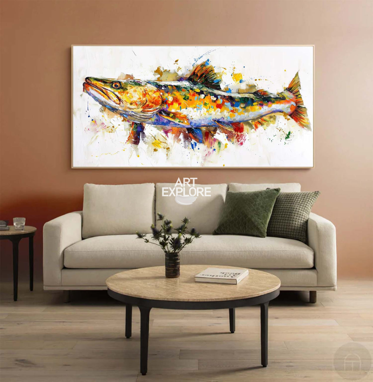 Colorful Splash Fish Canvas Wall Art
