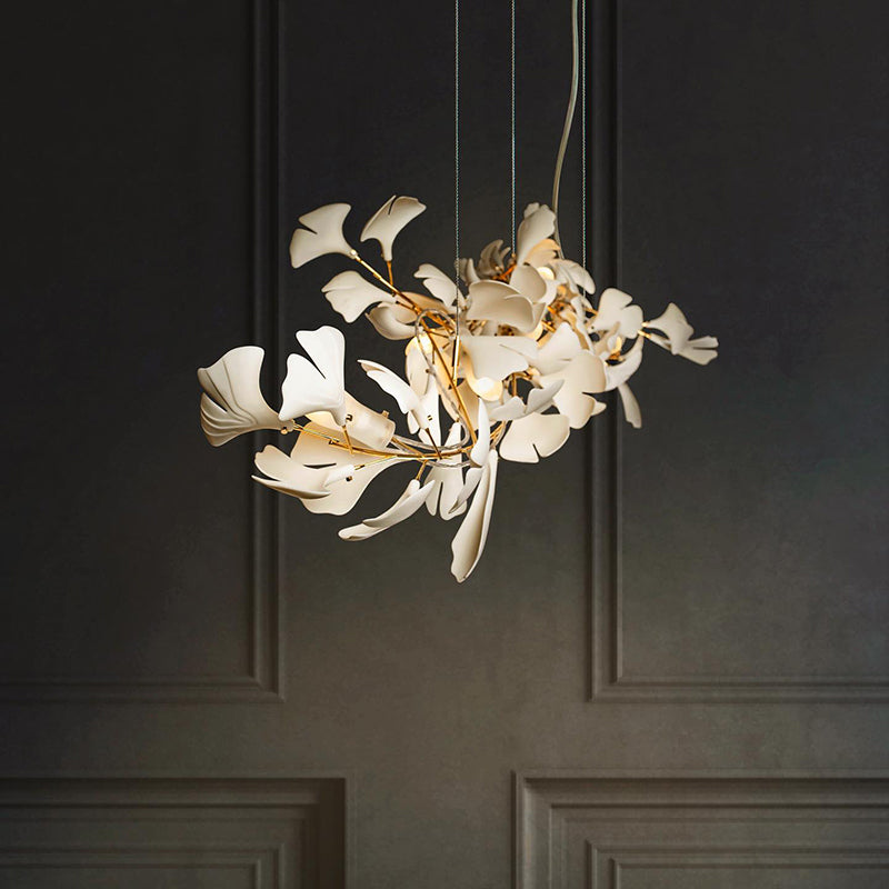 Olivia Luxury Ceramic Chandelier Large Foyer, Gingko leaf, Living Room - Neutralighting