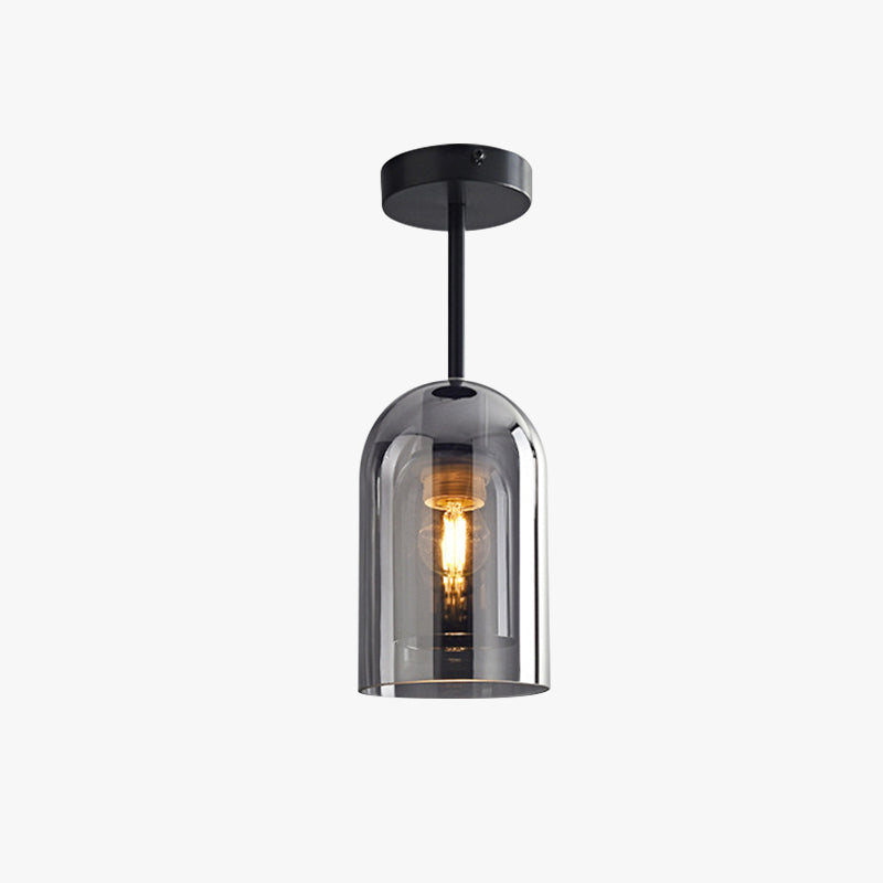 Valentina Modern Cylinder Semi-Flush Mount Clear Glass Ceiling Light, Cognac/Grey - Neutralighting