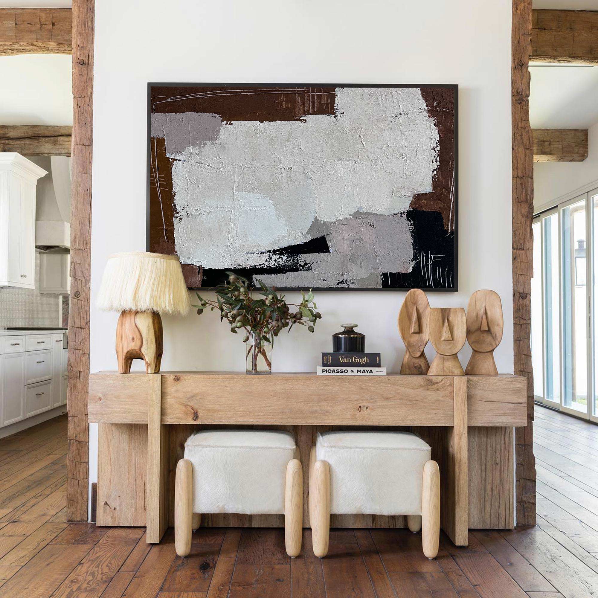 Thick Texture Earth‑Tone Abstract Art Warm Contemporary Living Room Wall Piece