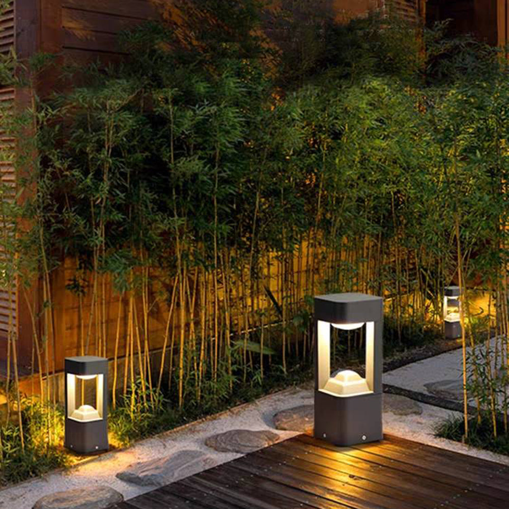 Ray Contemporary Metal Triangular Hollow Outdoor Path Light, Black - Neutralighting