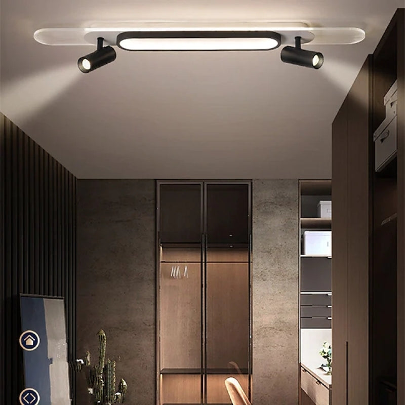 Aim Modern Rectangular LED Metal/Acrylic Ceiling Light, Black/White - Neutralighting
