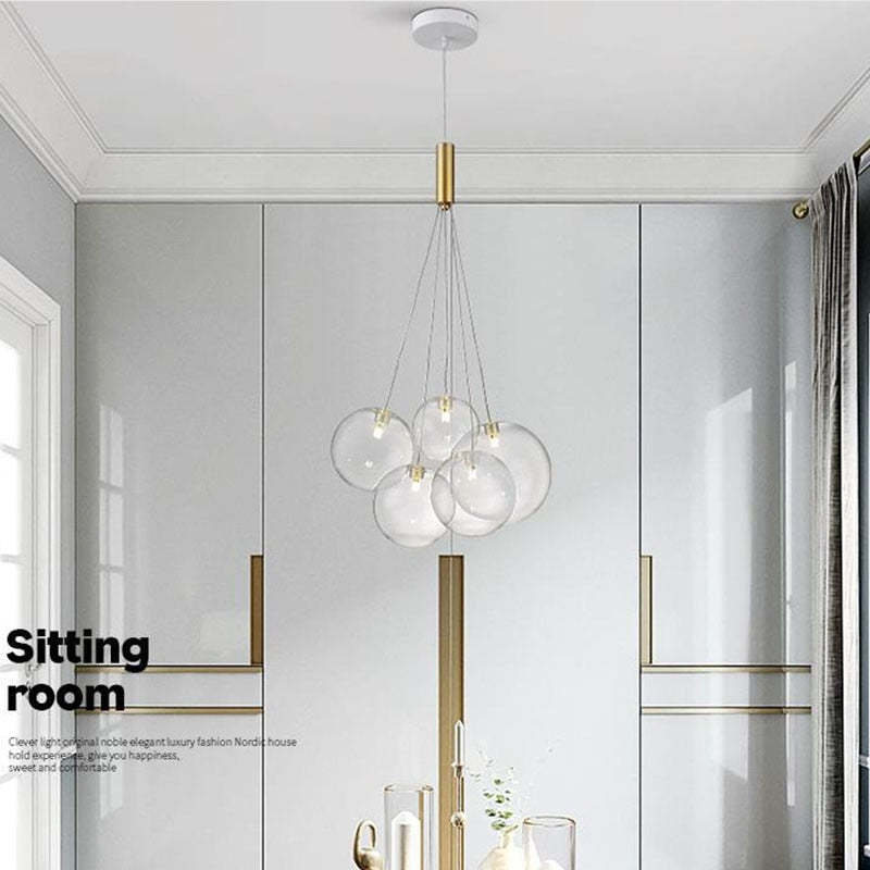 Valentina Glass Globe Bubble Pendant Light LED Stary - Neutralighting