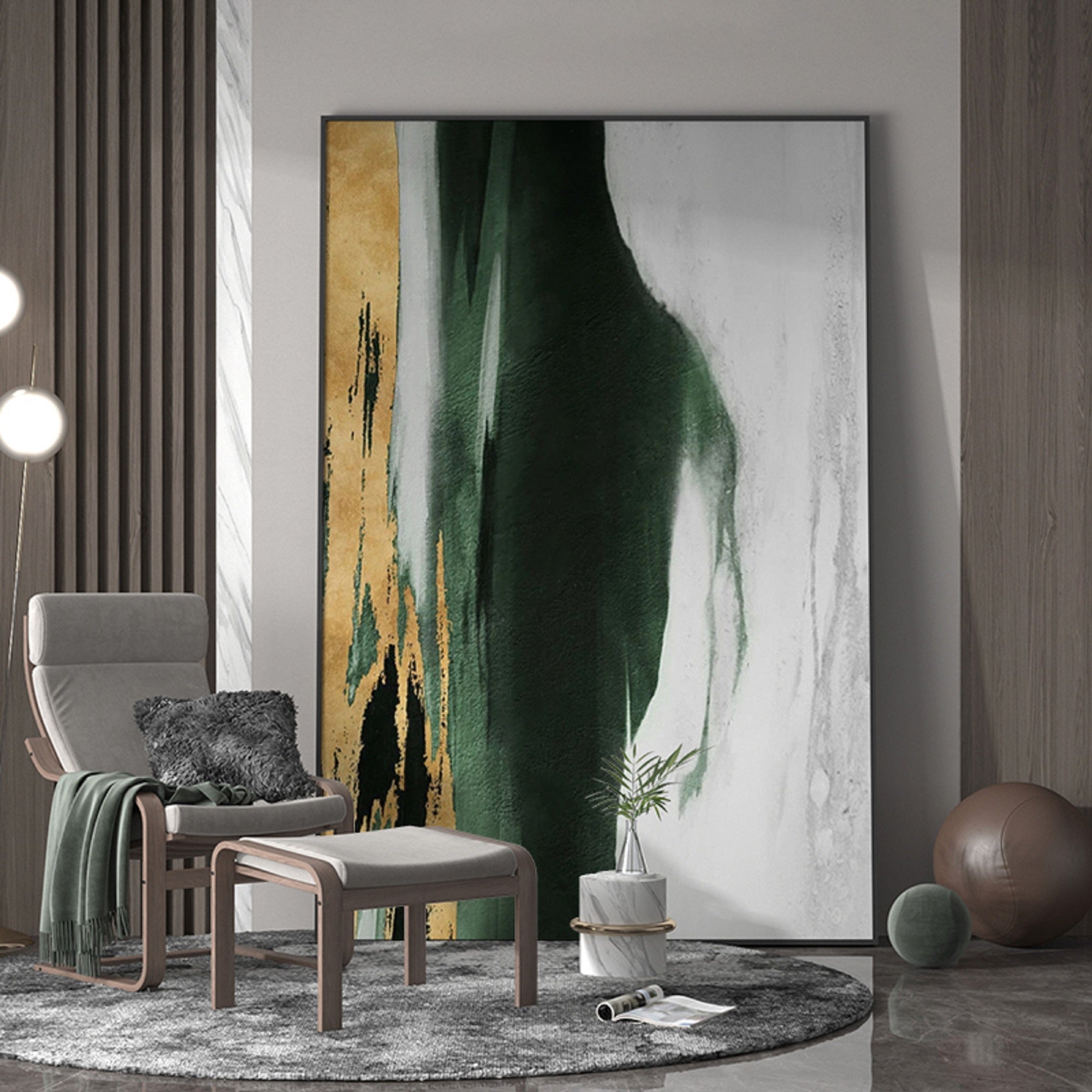 Green And Gold Abstract Painting