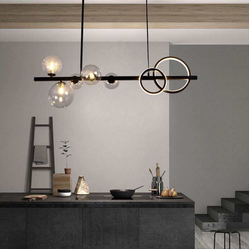 Arisha Pendant Light Bubble Circle Modern Black/Gold, Bedroom - Neutralighting