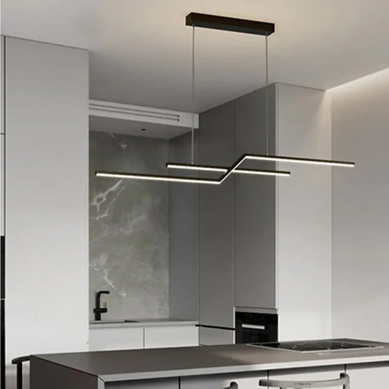 Arisha Parallel Fold Linear Pendant Light, Black/Gold, Living Room - Neutralighting