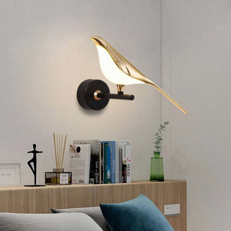 Arisha Minimalist Magpie Bird Metal Wall Lamp, Bedroom - Neutralighting