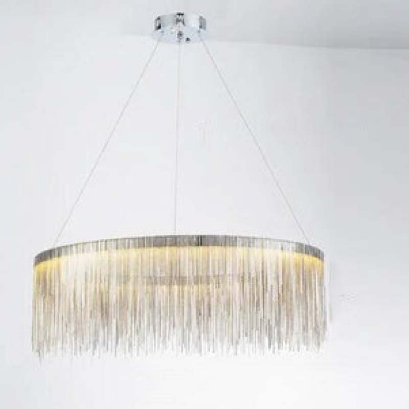 Arisha Tassel Chain Art Deco Pendant Light Silver/Gold Living Room/Hall - Neutralighting