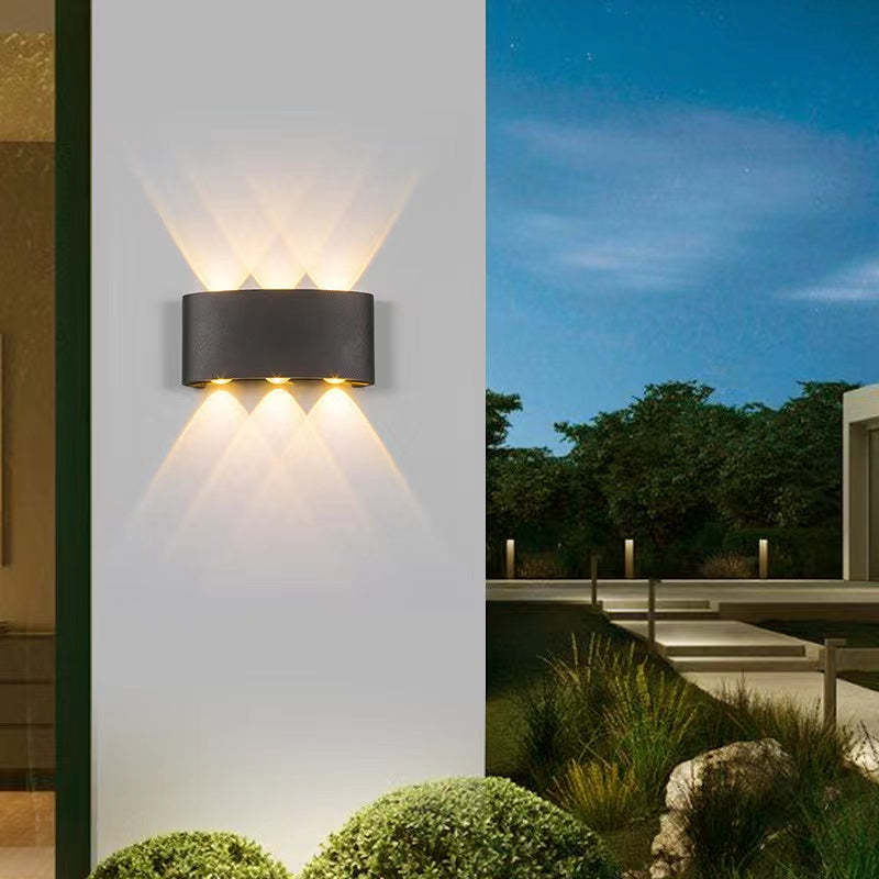 Tronix Modern Rectangular Metal Outdoor Wall Lamp, Black/White, Water-wave - Neutralighting
