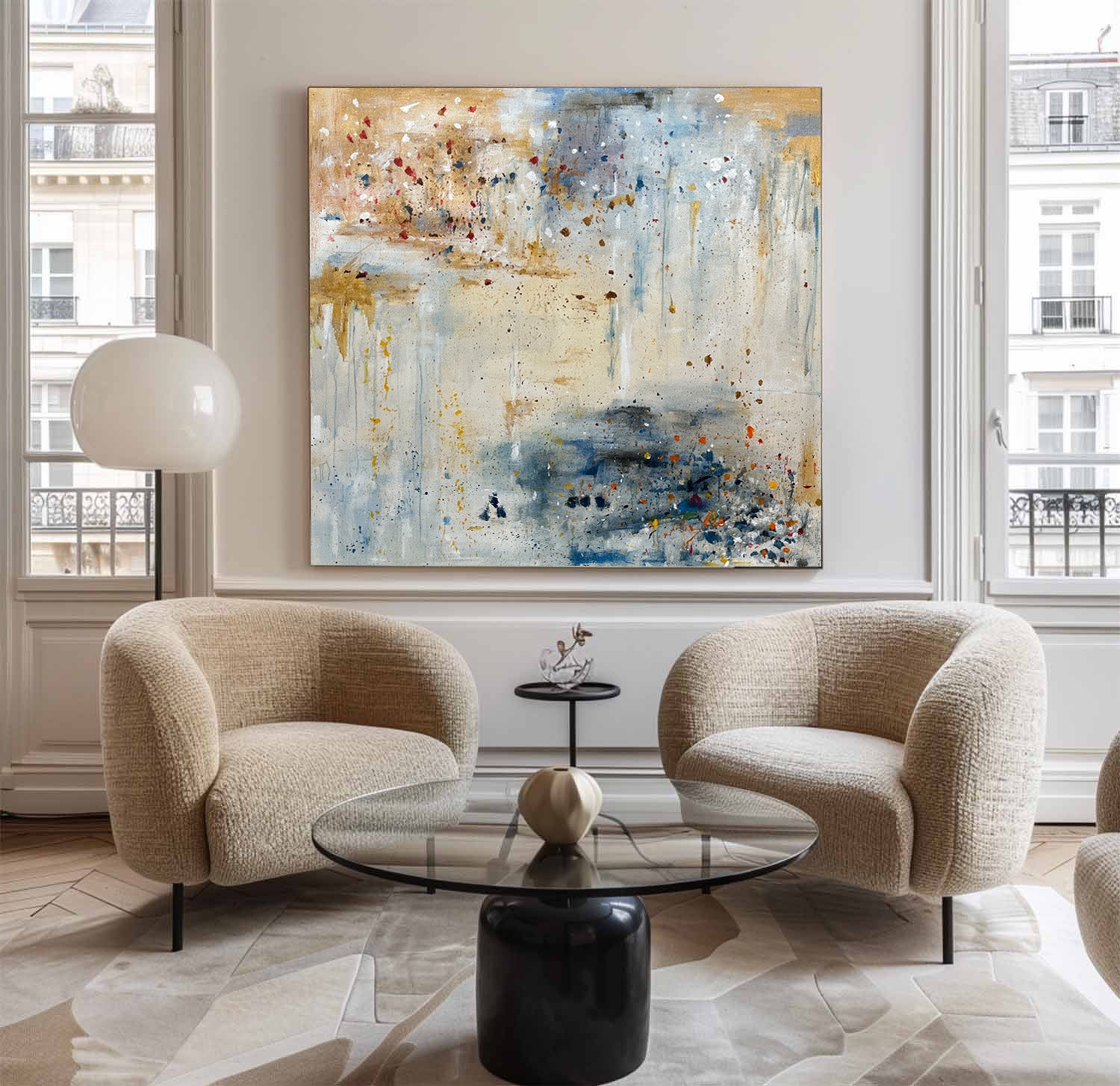 Blue Beige Abstract Textured Painting