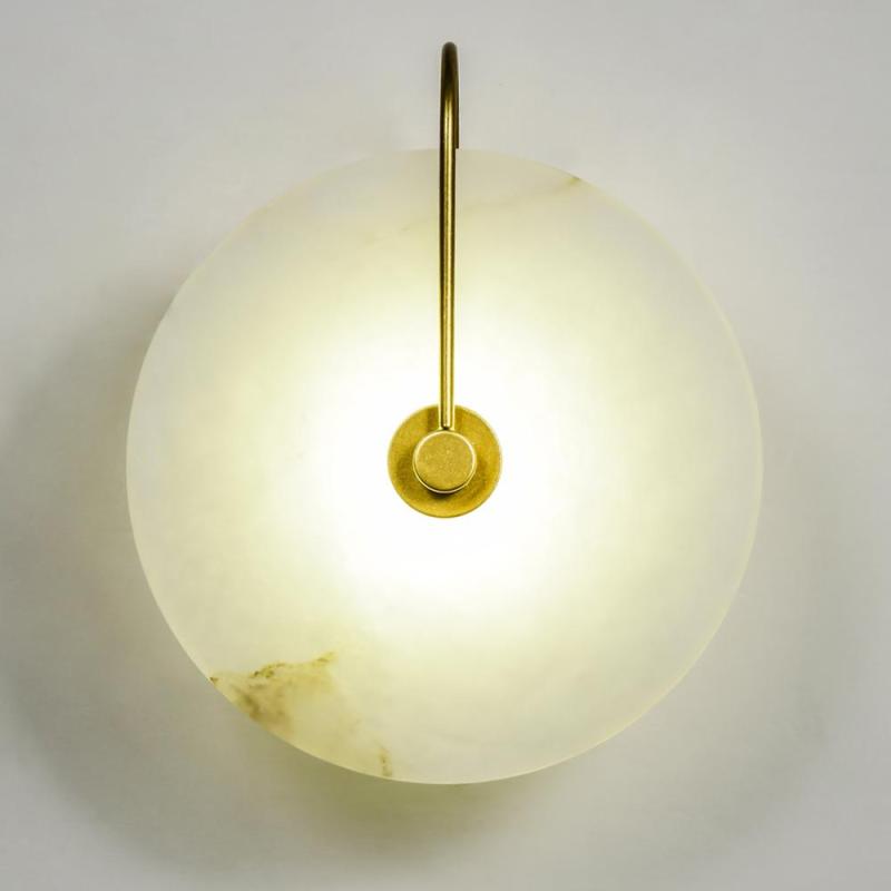 Arisha Round Bedside Wall Light, Artificial Marble, Gold & Black - Neutralighting
