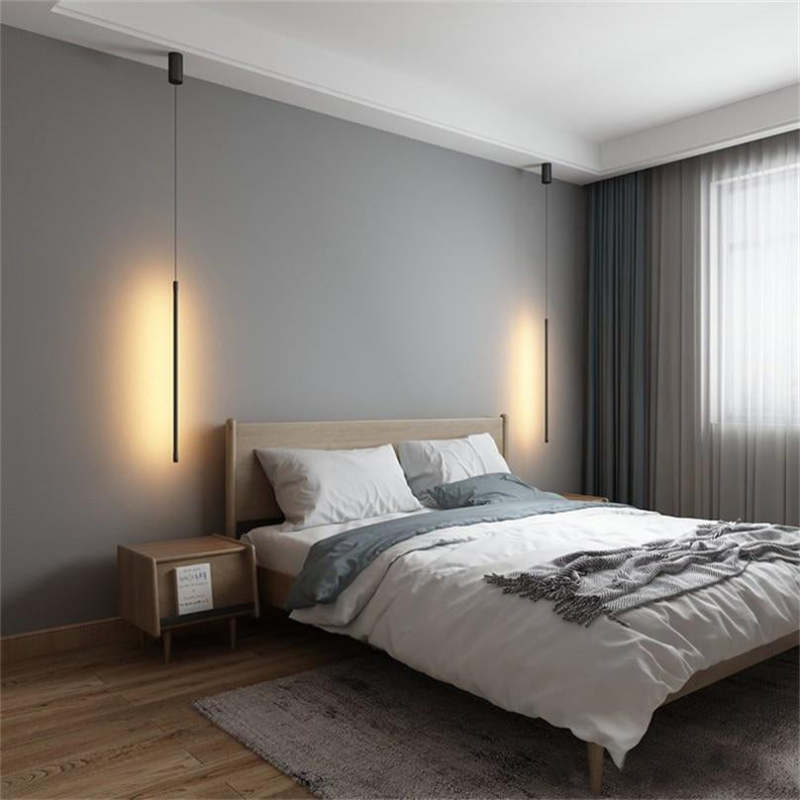 Erix Minimalist Linear Pendant Light Bedside, Black - Neutralighting