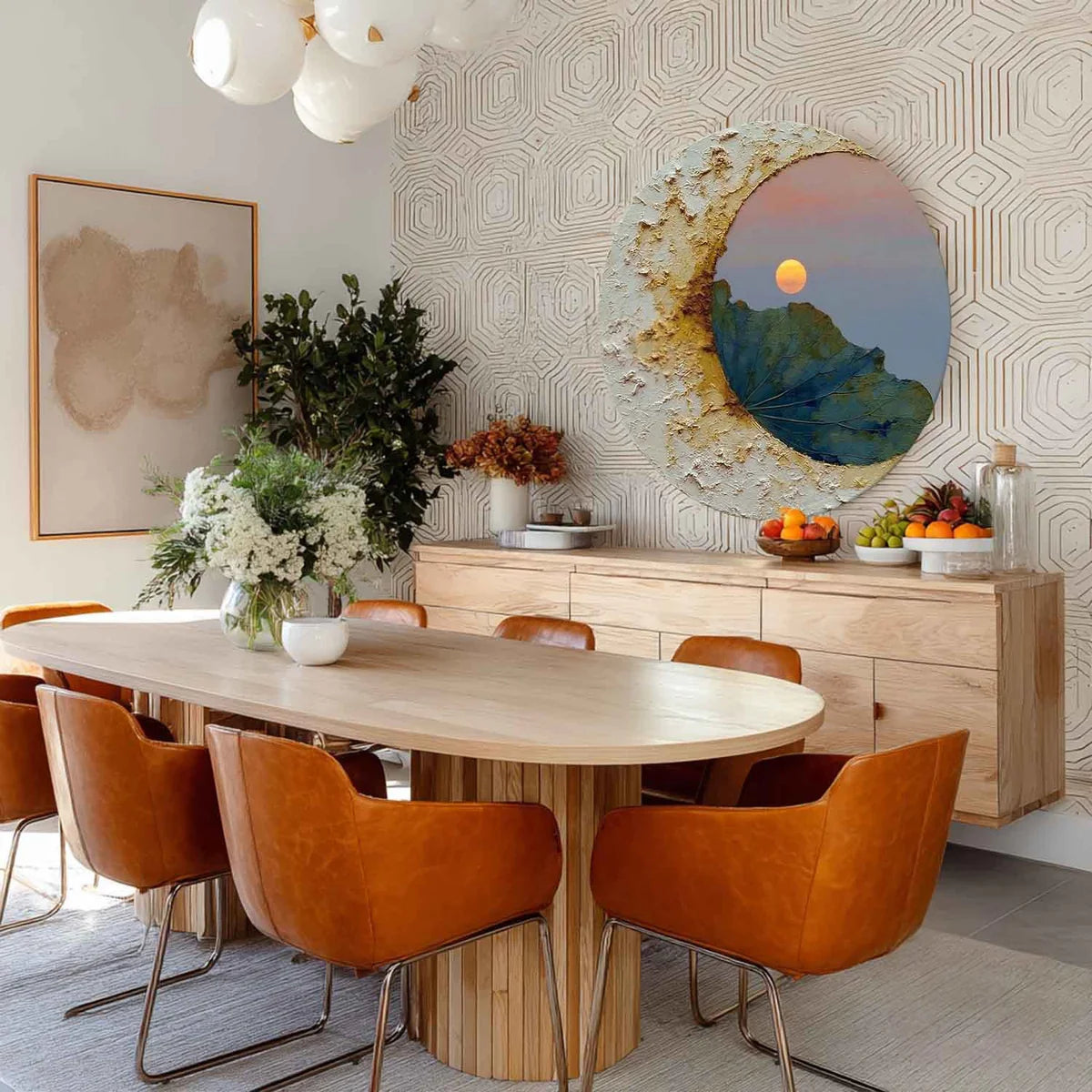 Wall Art Circular Impasto Lotus
