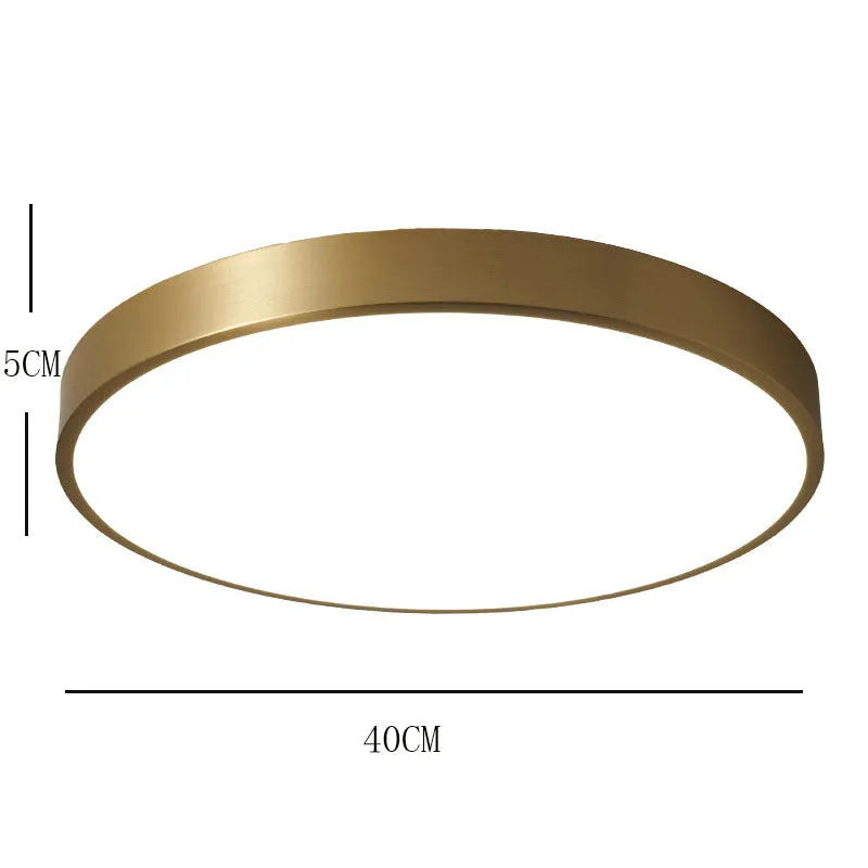 Arisha Nordic LED Gold Round Ceiling Light, Metal & Acrylic - Neutralighting