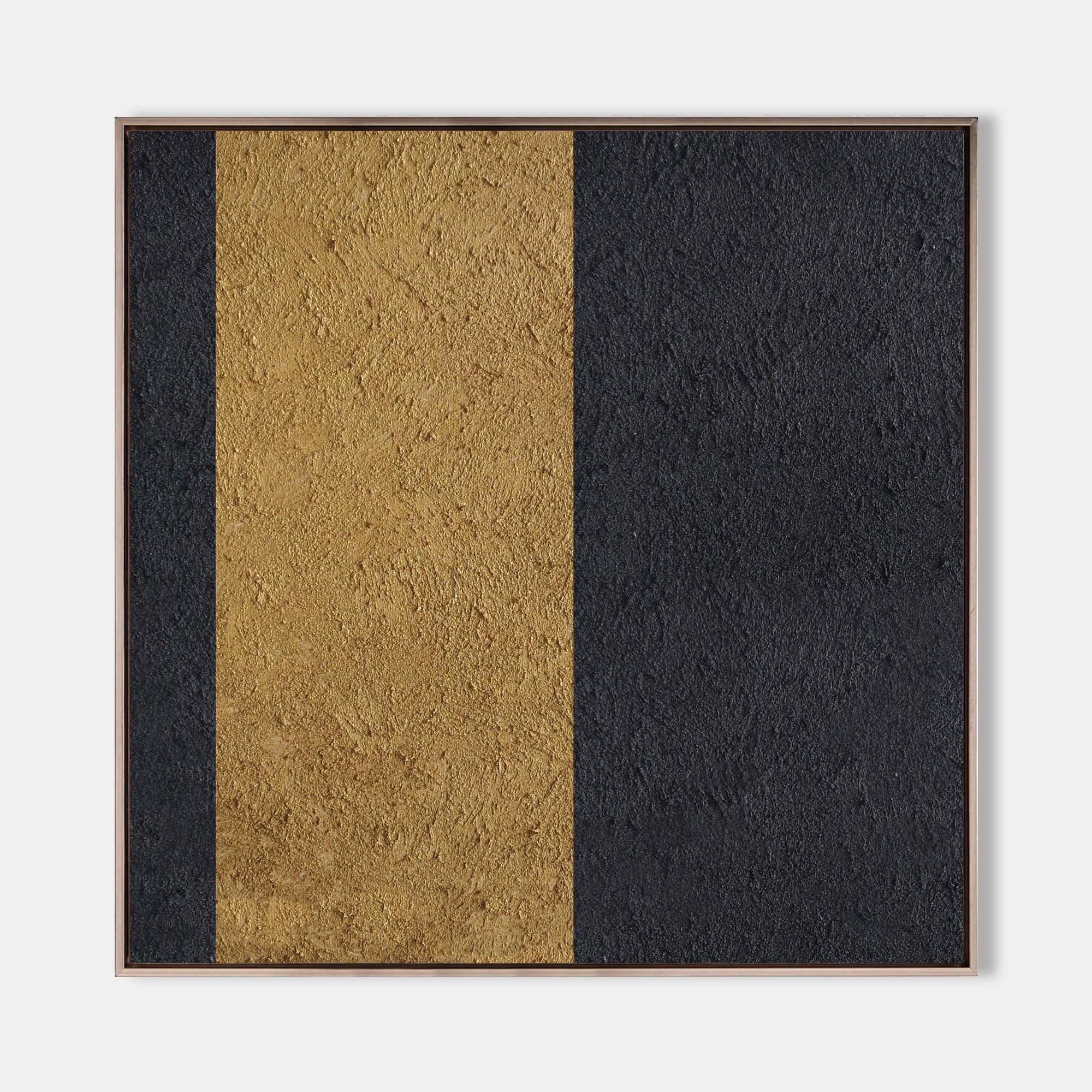 Black‑Gold Square Split‑Block Symmetrical Heavy‑Rugged‑Textured Artwork