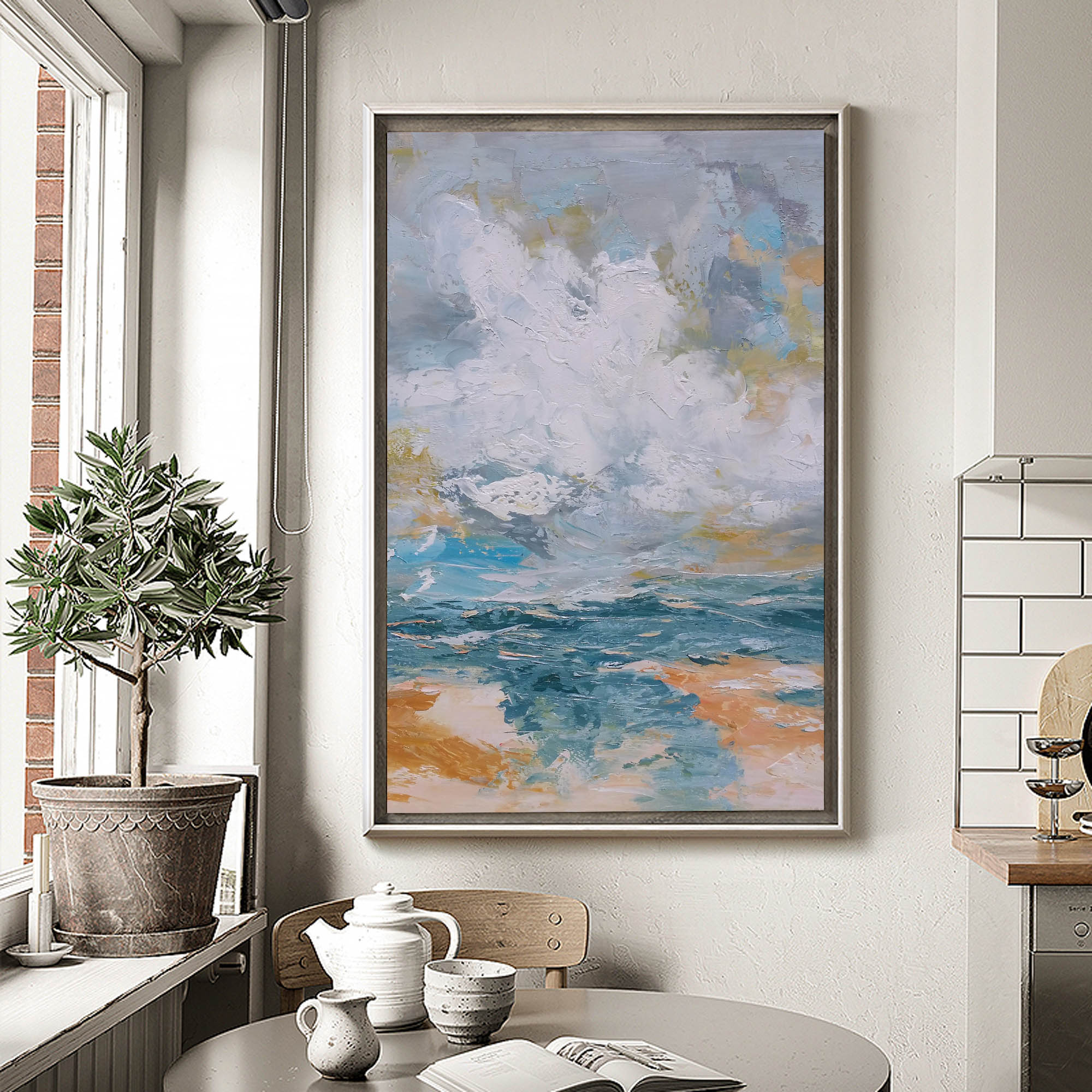 Impasto Seascape Abstract Hand‑Painted Thick‑Layer Ocean Wave Textured Artwork